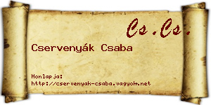 Cservenyák Csaba névjegykártya